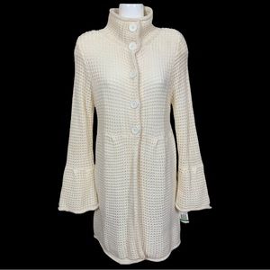 United States Sweaters Snap Button Bell Sleeve Cardigan Sweater/Coat Cream Large